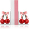Wovnet 2 Pcs Pink Bow Cherry Bookends Wooden Pink Bookends Shelves Coquette Room