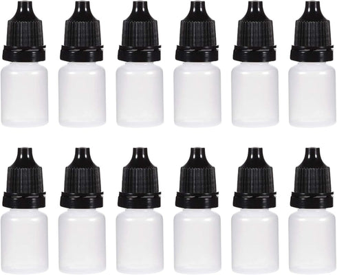 50 Pcs 5ml Plastic Dropper Bottles, Empty Squeezable Liquid Drop Bottles with Black Cap for Solvents