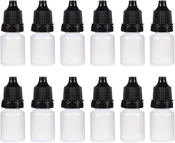 50 Pcs 5ml Plastic Dropper Bottles, Empty Squeezable Liquid Drop Bottles with Black Cap for Solvents
