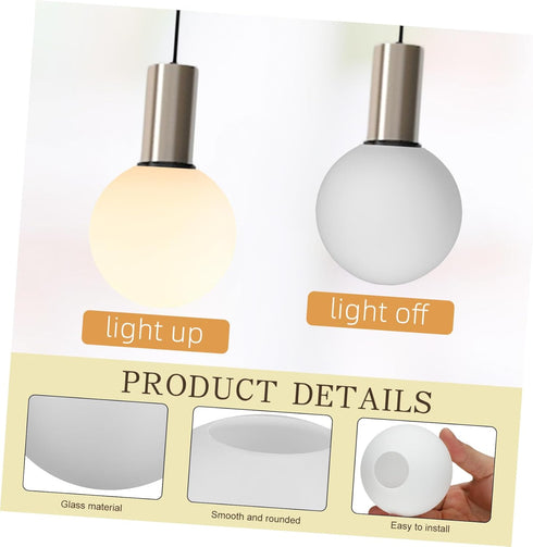 FUOYLOO 8 Inch Bulb Frosted Glass Globe Lamp Shade Replacement round Ball Shade for Pendant Lights Ceiling Fans Floor