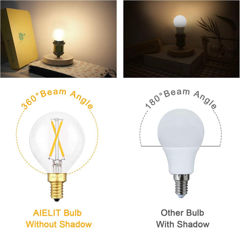 E12 Bulb, 2W(25-Watt 3000K, G15/G50 Dimmable Bulbs 3-Pack Globe Equivalent), Soft White LED Light for Pendant