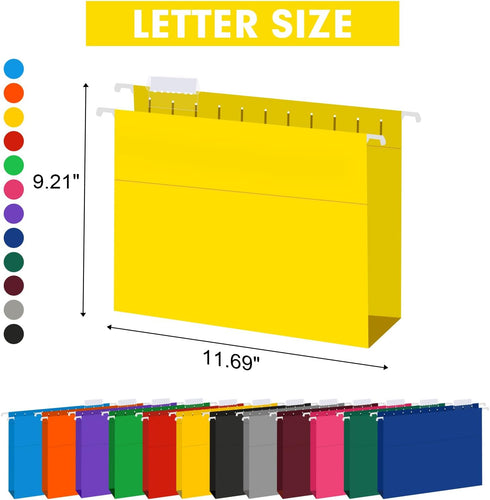 HERKKA Extra Capacity Hanging File Folders, 60 Pack, Reinforced Letter Size, 3 Inch Expansion for Bulky Files, 12