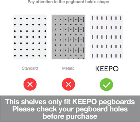 Keepo Peg Board Organizer Accessories, Pegboard with Hooks and Bins (2 Pegboard Shelves)