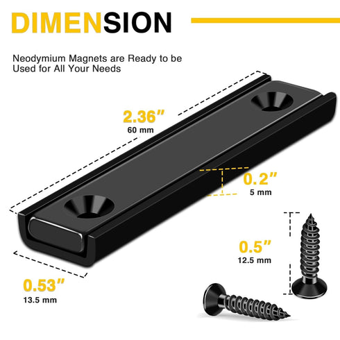 4Pack, 2.36" 0.53" 0.20" 80LBS Countersunk DIYMAG Strong Neodymium Rectangular Magnets x x Pulling Force Hole Magnet