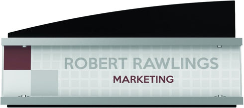 Deflecto Nameplate Sign Holder, Interior Image, Silver and Black, 8-1/2” x 2” (89105)