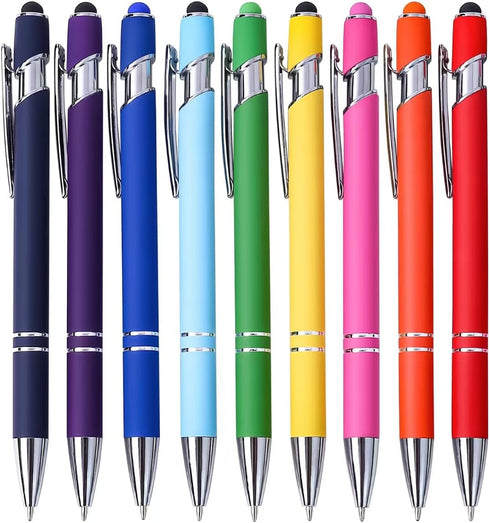 HALOMNNI 9 Pack 2-in-1 1.0 mm Ballpoint Pens Retractable Ballpoint Pen with Stylus Tip, Metal Stylus Pens for Touch