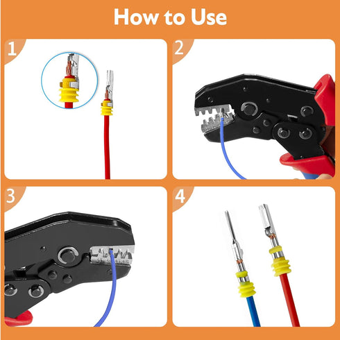 Amliber 24-14 Wire Crimping Tool with Ratchet, Ratchet Wire Crimper Tool for Open Barrel Terminal Connectors