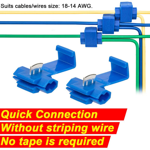 OIIKI 100pcs Quick Splice Wire Connectors, 18-14 AWG Quick Splice Wire Terminals for Cables Connecting