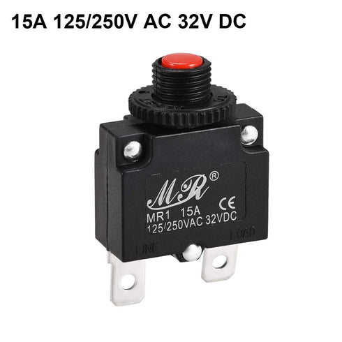 uxcell 2 Pcs Thermal Circuit Breakers 15A 125/250V AC 32V DC Push Button Manual Reset Overload Protector Switch