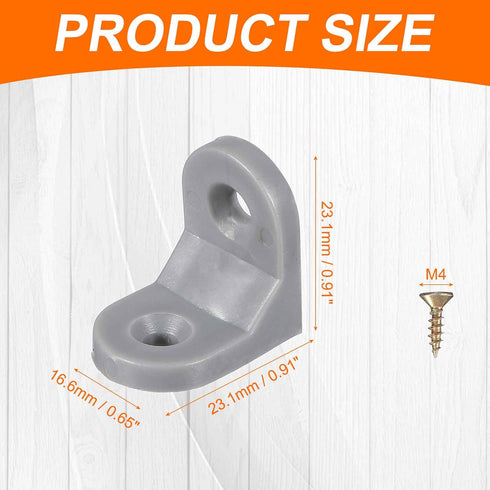 50pcs 0.7"x0.9" (16.6x23.1mm) 90 HARFINGTON Plastic l Brackets Small Round l Shape Bracket Degree Right Angle Corner