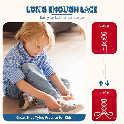 Lerdots Learning to Dress Busy Boards, Shoe Tying Practice for Kids, Basic Life Skills Toys Learn to Button, Buckle