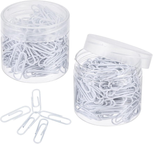 MECCANIXITY 400 Count Small Paper Clips 1.1 Inch Vinyl Coated with Box for Organizing Office Home White