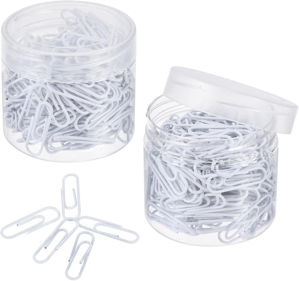 MECCANIXITY 400 Count Small Paper Clips 1.1 Inch Vinyl Coated with Box for Organizing Office Home White
