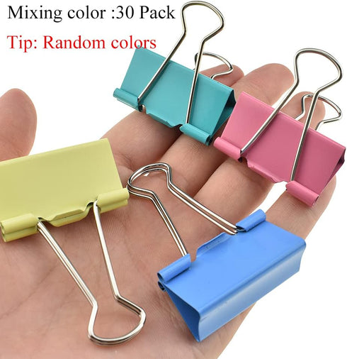 HAHIYO Large Binder Clips Paper Clamps 1.57 inches Width Heavy Duty Spring Steel 30 Pack for Home Office School