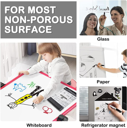 Shuttle Art 32 Pack Dry Erase Markers, Fine Tip Black Whiteboard Markers for Kids, Perfect for Writing