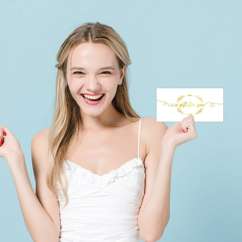 Fancy Land Blank Gift Certificates, 25pcs Gold Foil Cards with Envelopes for Business