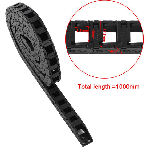 BCZAMD 10X11mm Drag Chain Semi Enclosed Type Adjustable Cable Wire Carrier, Black 1M Plastic Flexible Track