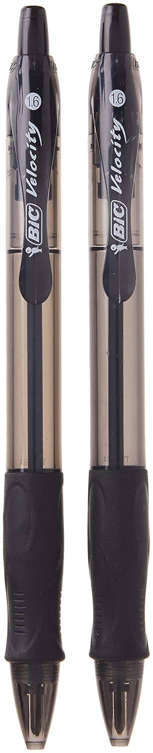 Bic Atlantis Velocity Bold Ball Pen, Black, Pack of 2