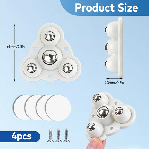 HUIXIHU 80 Lbs/Set, 4 Countertop (4, Self Adhesive Caster Wheels Heavy Duty Swivel Wheels for Furniture, Load Appliance