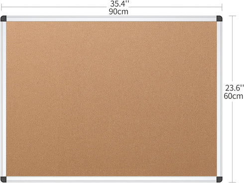 VIZ-PRO Cork Notice Board, 36 x 24 Inches with Silver Aluminium Frame