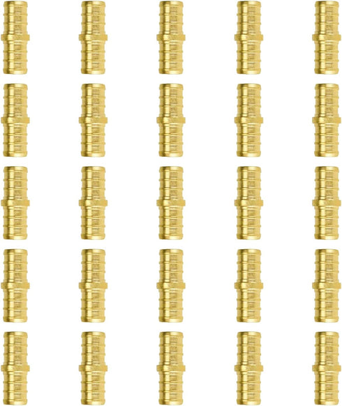 SUNGATOR 1/2 Inch Pex Fittings, 25-Pack No Lead Brass Coupling for Pex Pipe, NSF, UPC Certified