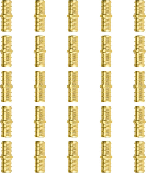 SUNGATOR 1/2 Inch Pex Fittings, 25-Pack No Lead Brass Coupling for Pex Pipe, NSF, UPC Certified