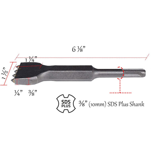 6 1/8 in. x 1 1/2 in. SDS Plus Mortar Raking Bit, Tile Thinset Removal Floor Scraper Bit for Rotary Hammer