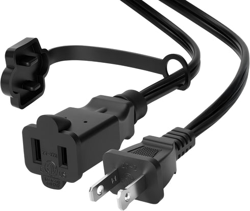 Lamroyce 1Feet Short 2 Prong Extension Power Cord with Safety Plug Cap, US