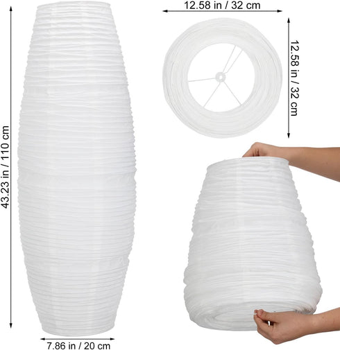 (43.312.67.8inch) Toyvian Paper Floor Lamp Shade Replacement, Modern Tall White Foldable Rice Paper Cover Nordic Style