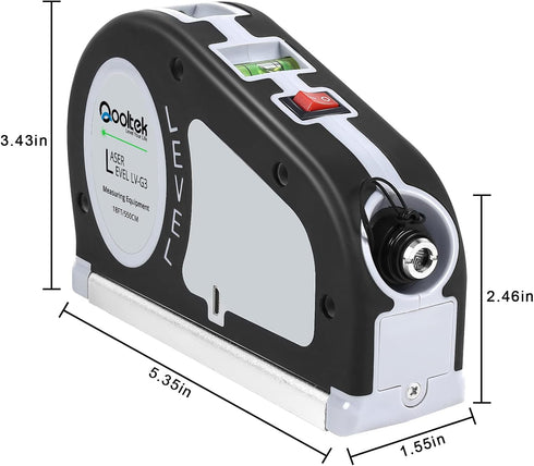 Green Laser Level, Qooltek Rechargeable Multipurpose Cross Line Laser Tool with Vertical and Horizontal Line, 18FT/5.5M