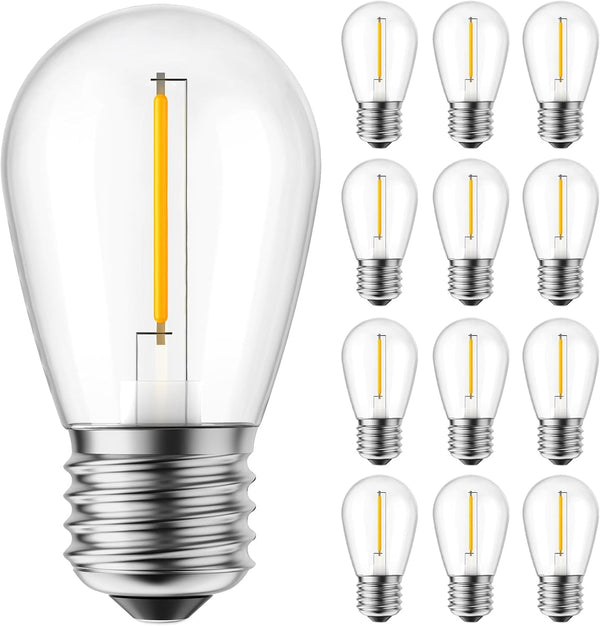Minetom LED S14 Replacement Light Bulbs, 15 Pack - Shatterproof E26 E27 11W Equivalent for Outdoor Lighting