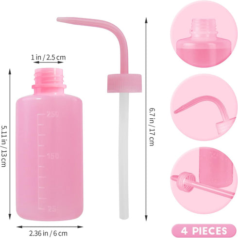 4 Packs Wash Bottle Plastic Tattoo Wash Bottle Water Squirt Bottle Squeeze Diffuser Bottle Food Dispensers Salad Jam Bottle (Pink) by Grosun