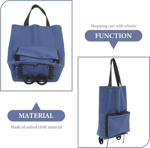 Collapsible Shopping Cart with Wheels Foldable Trolley Bag for Grocery Large Capacity Reusable Shopping Bag Portable