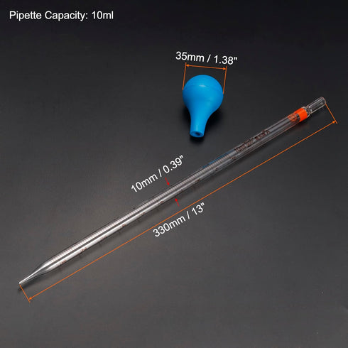 PATIKIL Graduated Dropper Pipettes Kit, 10ml Borosilicate Glass Pipette with Rubber Cap for Transfer Liquid for Lab, Chemistry, Clear