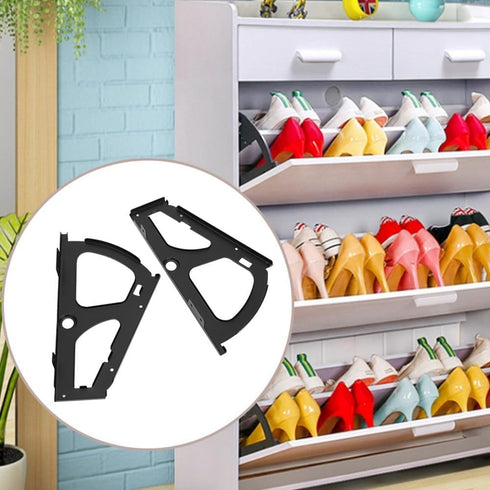 Chiffonade 2pcs Stainless Steel Shoe Cabinet Hinges with Turning Rack - Black Replacement Fittings for Drawer Flip