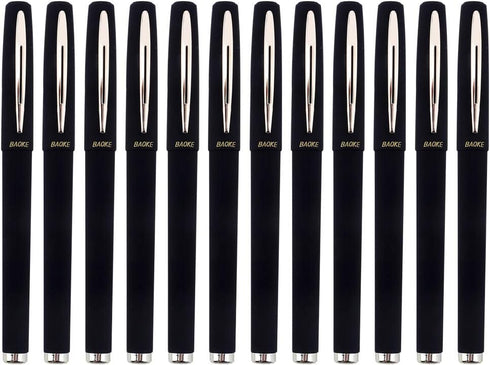 BaoKe Gel Ink Pens Rollerball Pens, 0.7mm Medium Line, Box of 12 Pack, PC1838 (black)