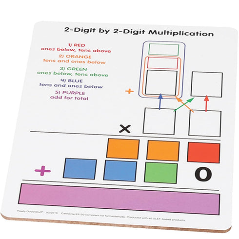 Really Good Stuff Beginning 2-Digit Multiplication Dry Erase Boards, Set of 6 Boards