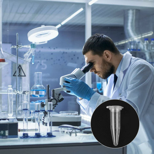 500pcs 1.5ml Conical Centrifuge Tubes, Microcentrifuge Plastic Test Vials with Lids
