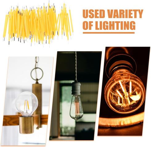100pcs 3V 120MA 38MM, 2700K Bulb PRETYZOOM LED Filament Replacement Parts, DC Warm White Hard Diodes for Solar Garden
