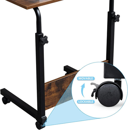 NAICKUC 23.6Inch Standing Desk - Side Table Adjustable Height, Portable Laptop Cart, C-Shaped Bed Couch end Tables