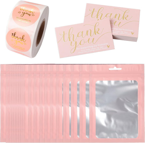 Gvhntk 620Pcs Thank You Business Cards Stickers Set Gold Foil Include 100 Thank