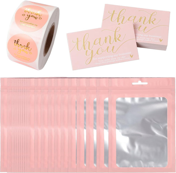 Gvhntk 620Pcs Thank You Business Cards Stickers Set Gold Foil Include 100 Thank
