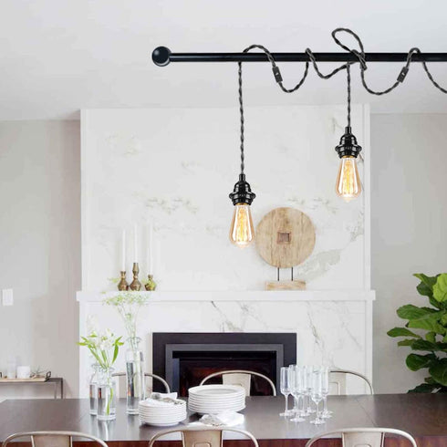 9.84FT E26 Bulb Plug in Hanging Light Fixture with Switch Base Socket, Industrial Pendant Lamp Light Cord with Twisted