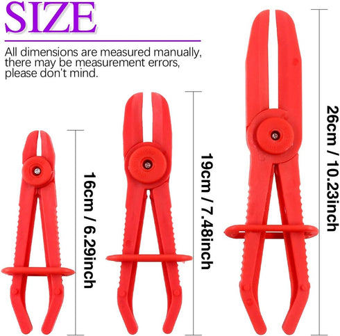 Swpeet 3Pcs Red Line Clamps Flexible Hose Clamps Pliers Kit, Hose Pinch Off Pliers Set Line Clamps for Brake Hoses, Fuel Hoses, Coolant Hoses, Most Flexible 15mm, 20mm and 25mm Hoses Clamps by Swpeet