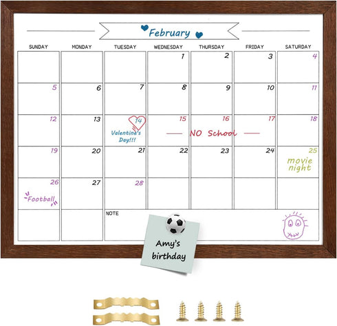 TORASO Dry Erase White Board & Monthly Calendar Board, 13"x 17" Magnetic Whiteboard for Office, Home, School