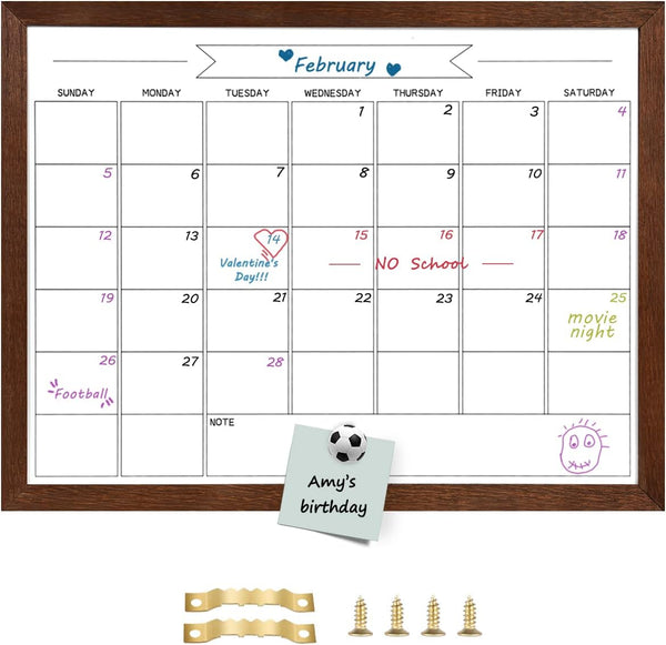 TORASO Dry Erase White Board & Monthly Calendar Board, 13"x 17" Magnetic Whiteboard for Office, Home, School
