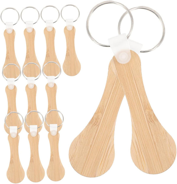 HOODANCOS Bamboo Shopping Trolley Release Keyring 12pcs Set Disassemblable Token Coins Key Ring