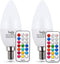 tento Lighting E12 3W 250Lm Candelabra Base, Dimmable Bullet Top Multi-Colored Remote