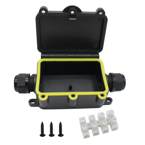 MAKERELE Small External Junction Box IP68, 2 Way Clamshell-Type Underground Electrical Box with Screw Terminal Block