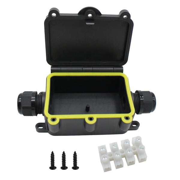 MAKERELE Small External Junction Box IP68, 2 Way Clamshell-Type Underground Electrical Box with Screw Terminal Block